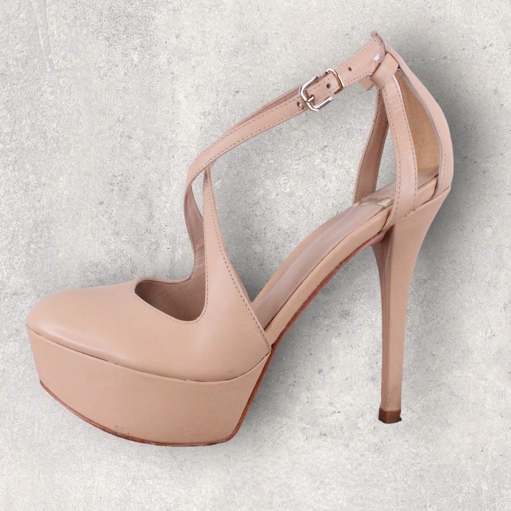 MARCIANO Platform Stilletos Crossover Straps in Beige Size 6.5M - Picture 3 of 16